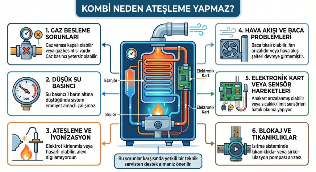 Kombi neden ateşleme yapmaz
